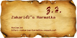 Zakariás Harmatka névjegykártya